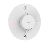 hansgrohe ShowerSelect Comfort S thermostat, encastré, 2 consommateurs, rosace ronde, avec combinaison de sécurité, 15556700, Couleur: Blanc Mat