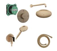 Hansgrohe Showerselect Ensemble de douche encastré - thermostat - pomme de douche - bras de douche - support de douchette - flexible de douche - douchette - bronze brossé SW918119/SW918113/SW481756/SW