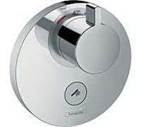 hansgrohe ShowerSelect S 15742000 Set de finition pour mitigeur thermostatique ShowerSelect S encastré haut débit avec une sortie permanente et un robinet d’arrêt chromé