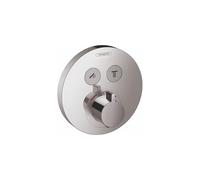 hansgrohe ShowerSelect S Modern Minimalist Auto Temperature Control Thermostatic Shower Valve Trim with Diverter in Chrome, 15743001