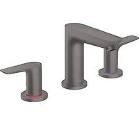 hansgrohe Talis E Mitigeur de Lavabo avec Tirette et Vidage métallique | robinet avec hauteur de bec 104 mm, jet volumineux (AirPower), max. 5 l/min, faciles à nettoyer, Noir chromé brossé, 71733340