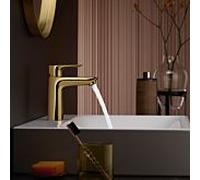 hansgrohe Talis E, mitigeur monocommande de lavabo 110, vidage automatique, saillie de 112 mm, 71710990, Couleur: Optique en or poli