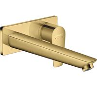 hansgrohe Talis E mitigeur monocommande de lavabo encastré, montage mural, robinet à crépine déverrouillable, saillie de 225 mm, 71734990, Couleur: Optique en or poli