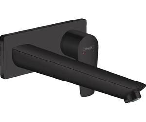 hansgrohe Talis E mitigeur monocommande de lavabo encastré, montage mural, robinet à crépine déverrouillable, saillie de 225 mm, 71734670, Couleur: noir mat