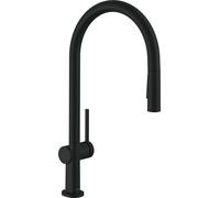 hansgrohe Talis M54 mitigeur monocommande de cuisine 210, douche extractible, 2 jets, sBox, 72801670, Couleur: noir mat