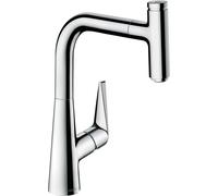 hansgrohe Talis Select M51 Mitigeur monocommande de cuisine 220, bec extractible, 1 jet, 72822000, Couleur: chrome