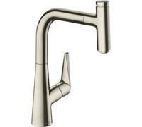 hansgrohe Talis Select M51 Mitigeur monocommande de cuisine 220, bec extractible, 1 jet, 72822800, Couleur: Finition en acier inoxydable