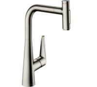 hansgrohe Talis Select M51 Mitigeur monocommande de cuisine 300, douchette coulissante, 2 jets, sBox, 73867800, Couleur: Finition en acier inoxydable
