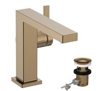 hansgrohe Tecturis E Fine Mitigeur monocommandé pour lavabo 110, saillie 155mm, garniture de vidage à tirette, CoolStart, EcoSmart+, 73023140, Couleur: Bronze brossé