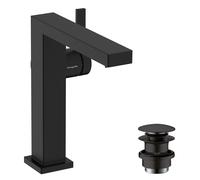 hansgrohe Tecturis E Fine Mitigeur monocommandé pour lavabo 150, saillie 157mm, garniture de vidage Push-Open, CoolStart, EcoSmart+, 73040670, Couleur: noir mat