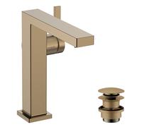 hansgrohe Tecturis E Fine Mitigeur monocommandé pour lavabo 150, saillie 157mm, garniture de vidage Push-Open, CoolStart, EcoSmart+, 73040140, Couleur: Bronze brossé