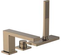 hansgrohe Tecturis E - Mitigeur baignoire 3 trous, Robinet baignoire 2 sorties avec guidage du flexible (sBox), Robinetterie bord de baignoire, Bronze brossé, 73443140