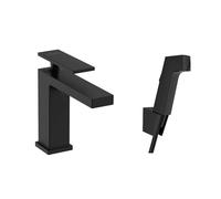 Hansgrohe Tecturis E - Mitigeur de lavabo avec vidage Push-Open et douchette de bidet, EcoSmart, noir mat 73210670