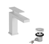 hansgrohe Tecturis E Mitigeur monocommandé pour lavabo 110, saillie 144mm, avec garniture découlement, EcoSmart+, 73010700, Couleur: Blanc mat