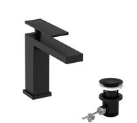 hansgrohe Tecturis E Mitigeur monocommandé pour lavabo 110, saillie 144mm, avec garniture découlement, EcoSmart+, 73010670, Couleur: noir mat