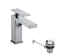 hansgrohe Tecturis E Mitigeur monocommandé pour lavabo 110, saillie 144mm, avec garniture découlement, EcoSmart+, 73010000, Couleur: chrome