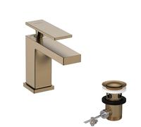 hansgrohe Tecturis E Mitigeur monocommandé pour lavabo 80, saillie 122mm, avec garniture de vidage, CoolStart, EcoSmart+, 73002140, Couleur: Bronze brossé