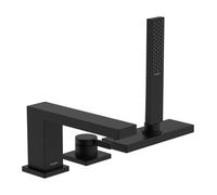 hansgrohe Tecturis E Mitigeur monocommandé sur gorge pour baignoire, 3 trous, saillie 206mm, avec accessoires et sBox, 2 consommateurs, 73443670, Couleur: noir mat