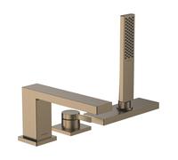 hansgrohe Tecturis E Mitigeur monocommandé sur gorge pour baignoire, 3 trous, saillie 206mm, avec accessoires et sBox, 2 consommateurs, 73443140, Couleur: Bronze brossé