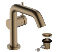 hansgrohe Tecturis S Fine - Mitigeur de lavabo avec tirette et vidage, économie d'énergie (CoolStart), Robinet salle de bain 110mm, économie d'eau (EcoSmart+), Bronze brossé, 73323140