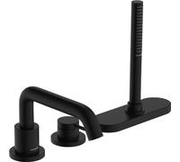 hansgrohe Tecturis S - Mitigeur baignoire 3 trous, Robinet baignoire 2 sorties avec guidage du flexible (sBox), Robinetterie bord de baignoire, Noir mat, 73447670