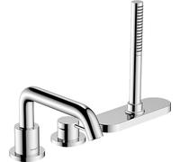 hansgrohe Tecturis S - Mitigeur baignoire 3 trous, Robinet baignoire 2 sorties avec guidage du flexible (sBox), Robinetterie bord de baignoire, Chromé, 73447000