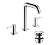 hansgrohe Tecturis S - Mitigeur de lavabo 3 trous avec vidage Push-Open, Robinet de salle de bain avec hauteur sous bec 150 mm, économie d'eau (EcoSmart+), Chromé, 73330000