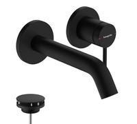 hansgrohe Tecturis S - Mitigeur lavabo encastré avec garniture de vidage, Robinet de salle de bain avec longueur sous bec 16,5 cm, économie d'eau (EcoSmart+), Noir mat, 73350670
