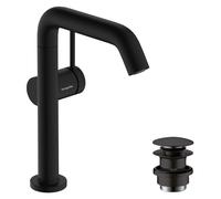 hansgrohe Tecturis S mitigeur lavabo 73360670 avec bec pivotant et push-open garniture de vidange , noir mat