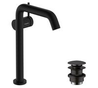 hansgrohe Tecturis S robinetterie de lavabo 240 Fine CoolStart, pour lavabos à poser avec vidage Push-Open, EcoSmart, 73370670, Couleur: noir mat