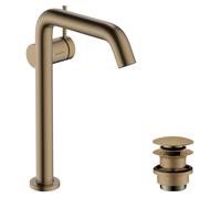 hansgrohe Tecturis S robinetterie de lavabo 240 Fine CoolStart, pour lavabos à poser avec vidage Push-Open, EcoSmart, 73370140, Couleur: Bronze brossé
