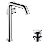 hansgrohe Tecturis S robinetterie de lavabo 240 Fine CoolStart, pour lavabos à poser avec vidage Push-Open, EcoSmart, 73370000, Couleur: chrome