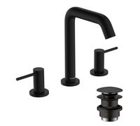 hansgrohe Tecturis S robinetterie de lavabo 3 trous 150, portée 139mm, 73330670, Couleur: noir mat