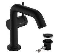 hansgrohe Tecturis S robinetterie de lavabo monocommande 110 Fine CoolStart, EcoSmart+, avec vidage à tirette, portée 130mm, 73323670, Couleur: noir mat