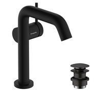 hansgrohe Tecturis S robinetterie de lavabo monocommande 150 Fine CoolStart, EcoSmart+, avec vidage Push-Open, portée 139mm, 73340670, Couleur: noir mat
