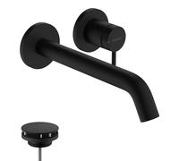 hansgrohe Tecturis S robinetterie de lavabo monocommande encastrée pour montage mural, EcoSmart+, portée 225mm, 73351670, Couleur: noir mat
