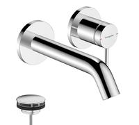 hansgrohe Tecturis S robinetterie de lavabo monocommande encastrée pour montage mural, EcoSmart+, portée 165mm, 73350000, Couleur: chrome