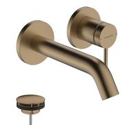 hansgrohe Tecturis S robinetterie de lavabo monocommande encastrée pour montage mural, EcoSmart+, portée 165mm, 73350140, Couleur: Bronze brossé