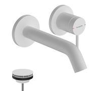 hansgrohe Tecturis S robinetterie de lavabo monocommande encastrée pour montage mural, EcoSmart+, portée 165mm, 73350700, Couleur: Blanc mat