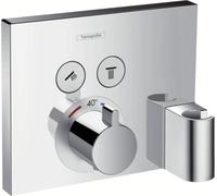 Hansgrohe Thermostat encastré ShowerSelect Set de finition 2 consommateurs chrome avec Fixfit et Porter