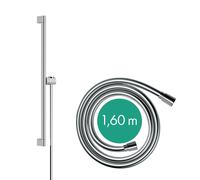 hansgrohe Unica barre de douche S PURO 65 cm, support de pommeau de douche Easy Slide, flexible de douche Isiflex 160 cm, 24402000, Couleur: chrome