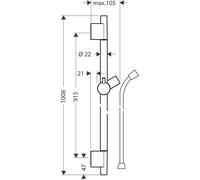 hansgrohe Unica Barre de douche S PURO 90 cm avec flexibles de douche, 28631250