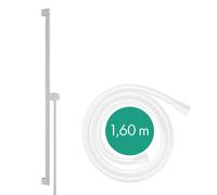 hansgrohe Unica barre de douche S PURO 90 cm, support de pomme de douche Easy Slide, flexible de douche Isiflex 160 cm, 24405700, Couleur: Blanc mat