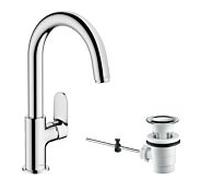 Hansgrohe Mitigeur lavabo Vernis Blend 71554000 monocommandé avec bec pivotant et vidage Chrome