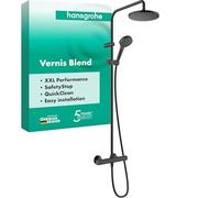 Hansgrohe Ensemble de douche mural Vernis Blend 200 1 jet avec thermostat noir mat 26276670