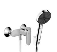 Hansgrohe - Vernis Blend Set Mitigeur de douche + Douchette à main XXL 105mm 3 jets + Flexible de douche 125cm, support mural