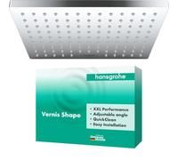 hansgrohe Vernis Shape - Douche de tête avec 1 type de jet, Douche de pluie carrée (230 x 170 mm), Pommeau de douche pour montage au mur/plafond, Chromé