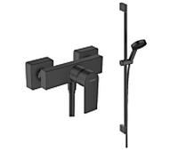hansgrohe Vernis Shape Duscharmatur mit Pulsify S Brauseset, Komplettset, schwarz matt 90cm, 3 Strahlarten, EcoSmart wassersparend