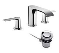hansgrohe Vivenis mélangeur lavabo 3 trous 75033000 avec tirants garniture de vidange , chromé