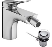 hansgrohe Vivenis Mitigeur monocommandé pour bidet avec vidage à tirette, portée 130mm, 75200000, Couleur: chrome